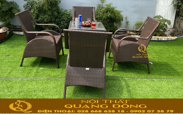 Bàn ghế giả mây phù hợp với mọi không gian nội ngoại thất QD-272