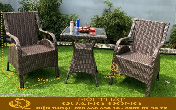 Quy cách kích thước chuẩn mẫu bàn ghế giả mây QD-272