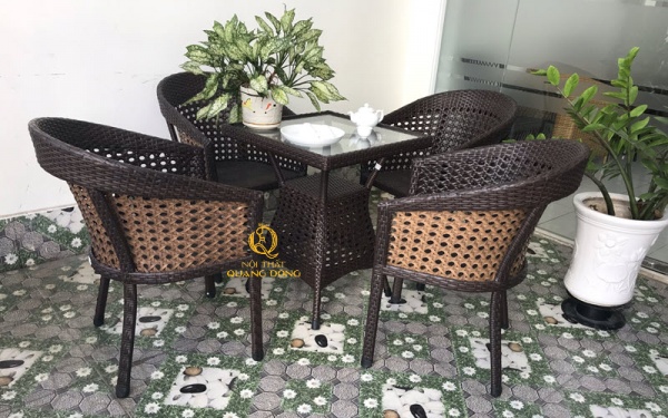 Bộ bàn ghế giả mây đan mắt cáo QD-274 mang đến khôn gian sang trọng, giải pháp tối ưu cho quán cafe