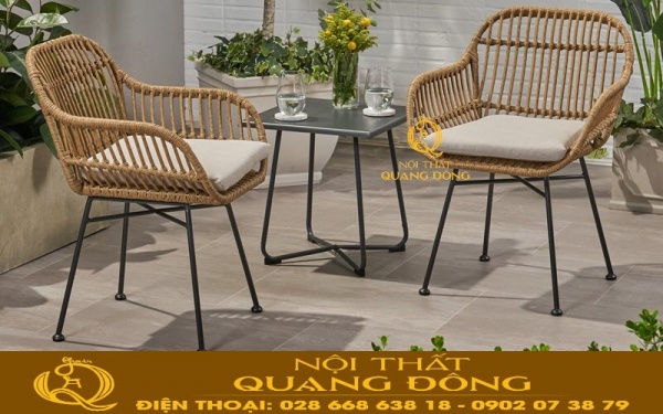Bàn ghế giả mây QD-279 đan sợi mây nhựa tròn 8 ly siêu bền