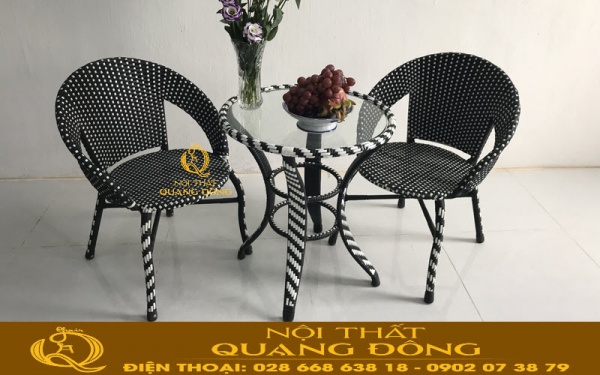 Mẫu ghế mây nhựa - Bàn ghế giả mây QD-285S