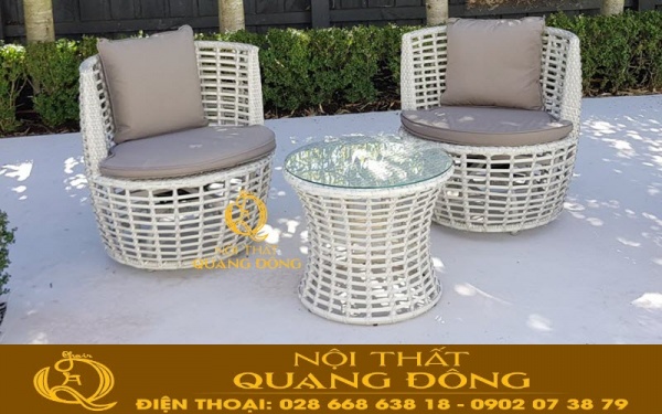 Bàn ghế giả mây QD-294 thiết kế nhỏ gọn tối ưu không gian sống