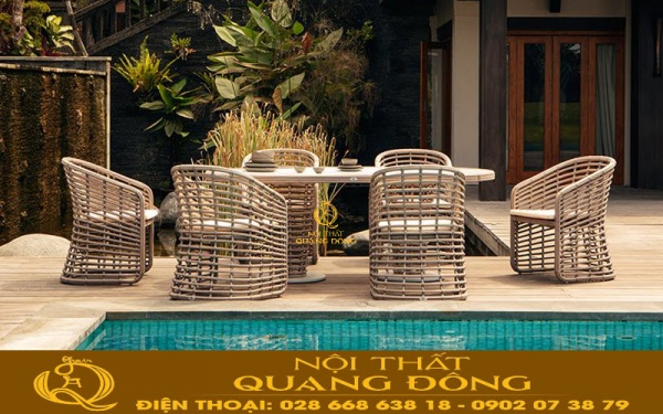 Bàn ghế giả mây cao cấp thiết kế đẹp mắt và độ bền vượt trội