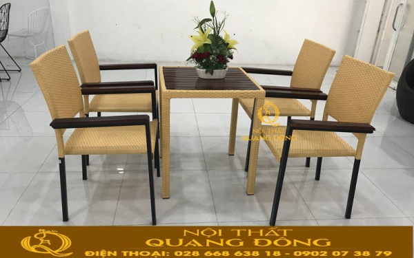 Bàn ghế giả mây cho quán cafe sân vườn