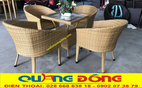Mẫu bàn ghế giả mây cho quán cafe sử dụng chất liệu cao cấp QD-311 Bàn ghế chuyên dùng cho quán cafe sân vườn, bàn ghế giả mây giá tốt tại TP.HCM
