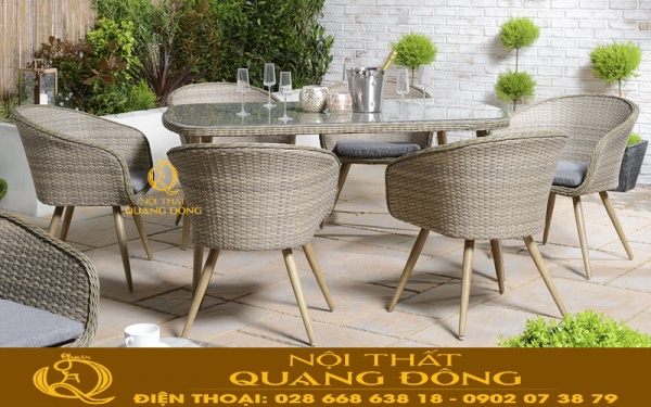 Mẫu bàn ghế sân vườn ngoài trời bằng nhựa giả mây cao cấp QD-318