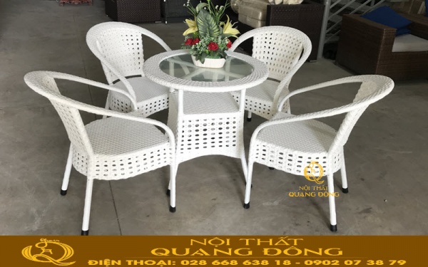 Bộ bàn ghế giả mây QD-325 cho góc sân vườn nhỏ