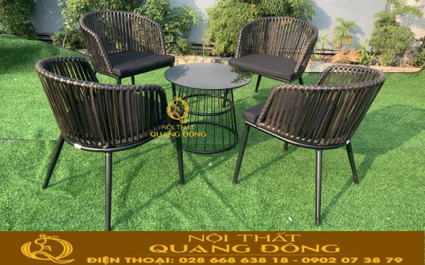 Mẫu bàn ghế sân vườn nhựa giả mây tinh tế gọn hiện đại QD-331