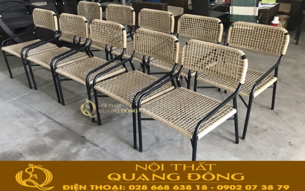Ghế giả mây đan sợi dây dù polyethene QD-337 dùng cho nội thất 