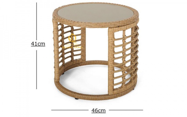 Mẫu bàn tròn giả mây thiết kế lạ mắt QD-348 Mẫu bàn tròn đan nhựa giả mây dùng 2 ghế đẹp cho ban công QD-348