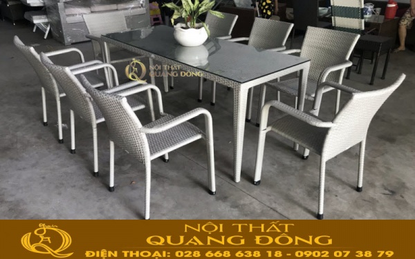 Công ty TNHH Nội Thất Quang Đông nhà sản xuất cung cấp bàn ghế giả mây theo yêu cầu