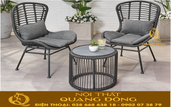Bàn ghế ban công QD-352 thiết kế ôm lưng đầy thư giãn