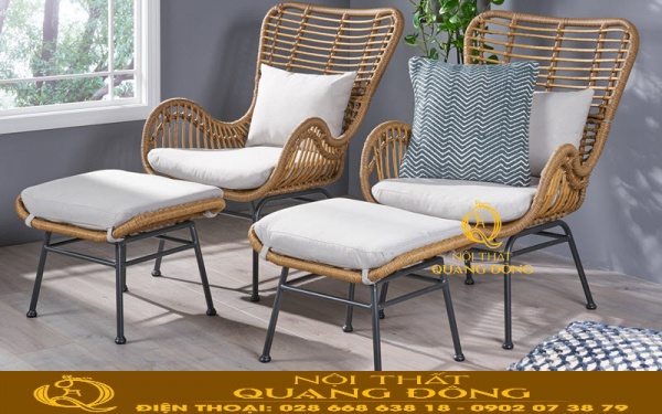 Bàn ghế giả mây có trọng lượng nhẹ dễ di chuyển