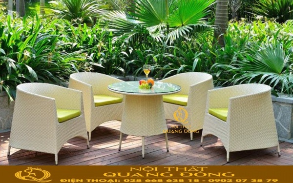 Bàn ghế giả mây QD-362 sang trọng tiện nghi cho sân vườn Mẫu bàn ghế sân vườn ngoài trời đan nhựa giả mây QD-362 kiểu dáng sang trọng, hiện đại đẹp cho quán cafe sân vườn