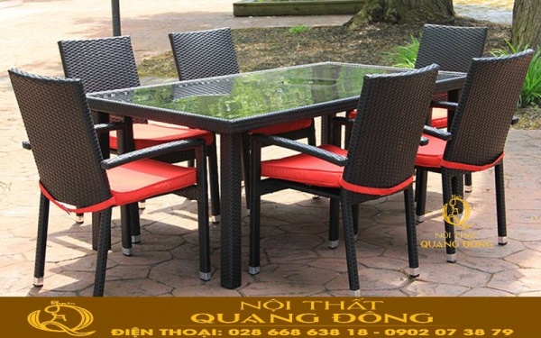Bộ bàn ghế giả mây QD-378 thích hợp BBQ ngoài trời sân vườn cho cuộc sống thêm tiện nghi 