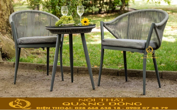 Bàn ghế giả mây QD-390 dùng cho sân vườn ngoài trời bền đẹp, tiện nghi cho không gian sống 