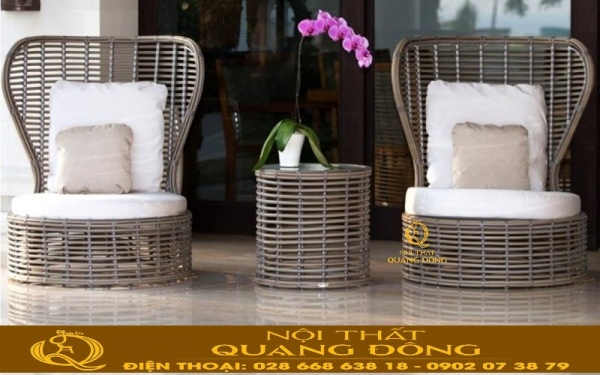 Mẫu bàn ghế giả mây tre tự nhiên sang trọng độc đáo QD-394