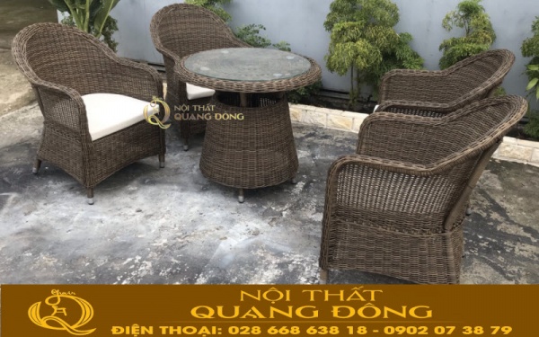 Bộ bàn 4 ghế sân vườn ngoài trời giả mây cao cấp QD-399 Mẫu ghế sân vườn ngoài trời QD-399 có thẩm mỹ cùng độ bền cao tạo điểm nhấn cho sân vườn