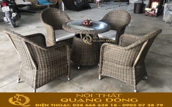 Bàn ghế giả mây QD-399 tại Xưởng Nội Thất Quang Đông Bộ bàn ghế giả mây QD-399 ghi hình tạo xưởng Công ty TNHH Nội Thất Quang Đông trước khi bàn giao cho khách hàng