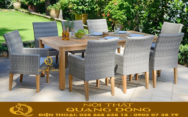 Bàn ghế giả mây cho khu vườn biệt thự