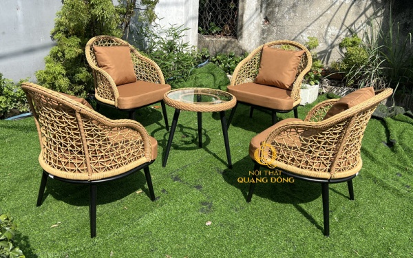 Bàn ghế giả mây sân vườn sản phẩm Nội thất Quang Đông
