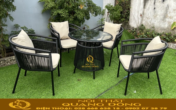 Bàn ghế mây nhựa ngoài trời cao cấp QD-2088
