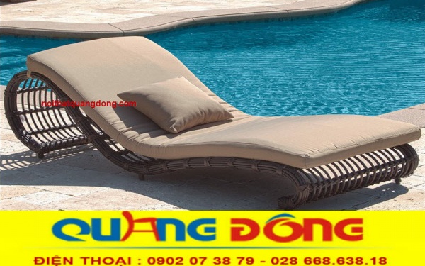 Ghế nằm hồ bơi giả mây đan sợi mây nhựa tròn, kiểu dáng mới lạ đẹp mắt