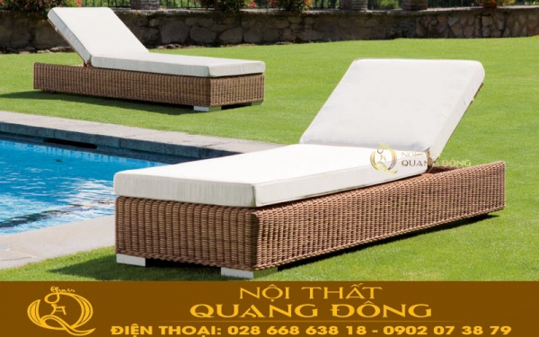 Hình ảnh ghế nằm hồ bơi QD-1258 được sử dụng sợi mây nhựa tròn 3,5 ly đan thủ công mỹ nghệ vô cùng tỷ mỷ, tạo tính đàn hồi nhẹ mang đến cảm giác vô cùng êm ái thoáng đãng cho người nằm.
