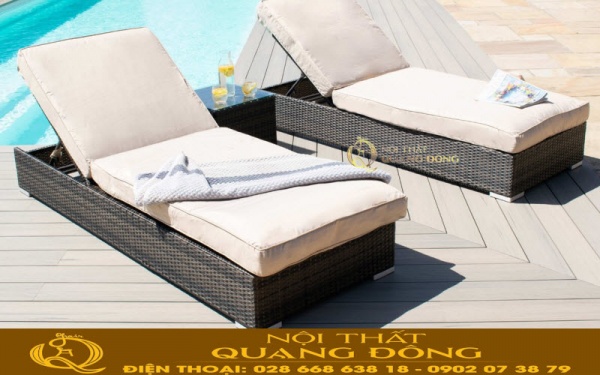 Mẫu ghế nằm hồ bơi giả mây đan sợi mây nhựa dẹp thông dụng nhất trên thị trường ngày nay