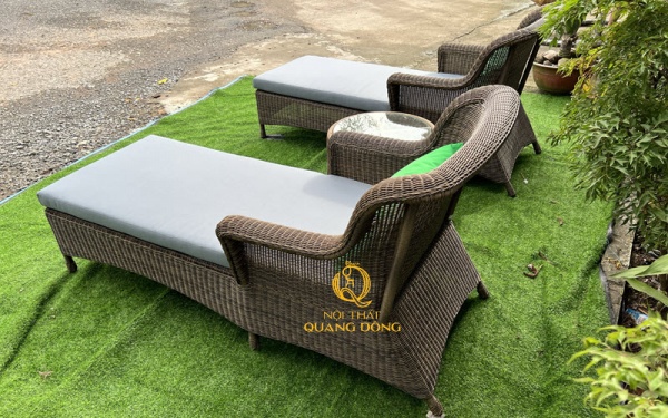 Ghề nằm hồ bơi mây nhựa QD-1267 đẹp và sang trọng đẹp với mọi góc nhìn