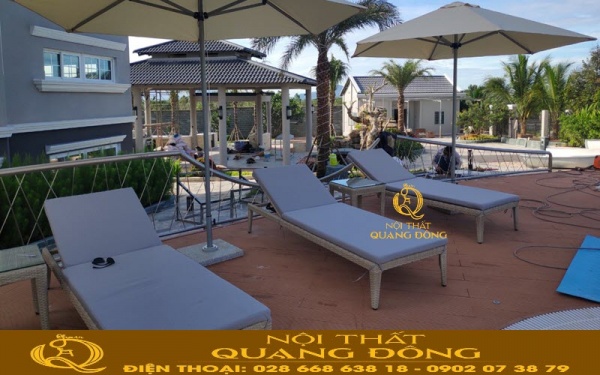 Ghế nằm hồ bơi mây nhựa QD-585 chất lượng nhờ vào sử dụng nguyên vật liệu chính phẩm 