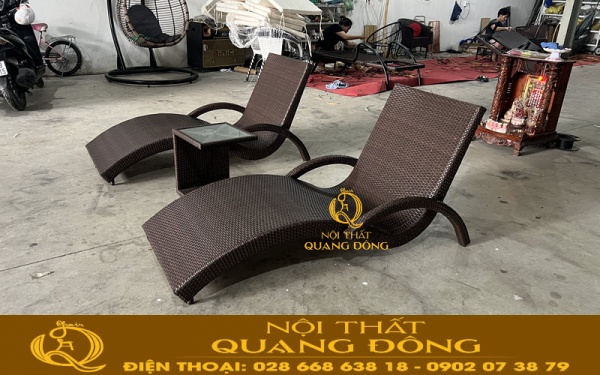 Ghế nằm hồ bơi giả mây QD-590 được hoàn thiện và kiểm tra trước khi bàn giao cho khách hàng