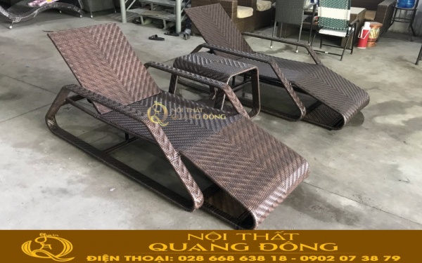 Ghế nằm hồ bơi giả mây QD-591 ghi hình tại xưởng công ty tnhh Nội Thất Quang Đông