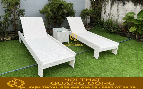 Ghế nằm hồ bơi giả mây QD-592 không dùng nệm lót
