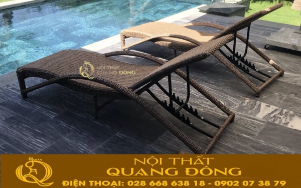 Kiểu dáng ghế hồ bơi đan nhựa giả mây QD-566 sang trọng 