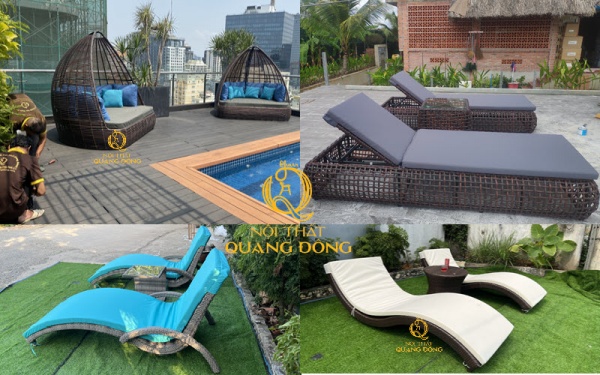 Mẫu ghế nằm hồ bơi, giường tắm nắng thư giãn cho bãi biển, bể bơi khách sạn khu resort