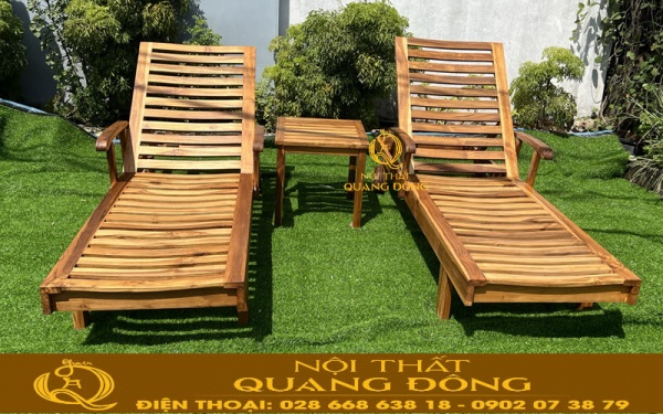 Góc nhìn trực diện của ghế nằm hồ bơi được sản xuất tại Nội Thất Quang Đông