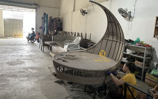 Quy trình đan mẫu giường tắm nắng giả mây QD-544