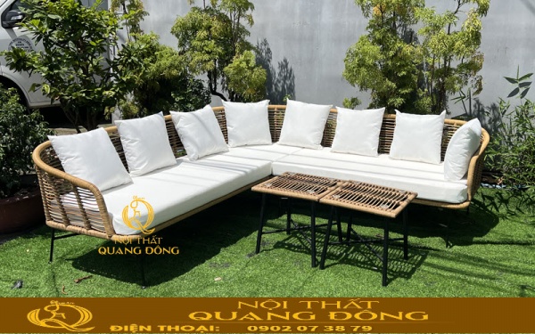 Sofa giả mây QD-705 với kiểu dáng thanh lịch, hài hòa với nhiều không gian sân vườn ngoài trời
