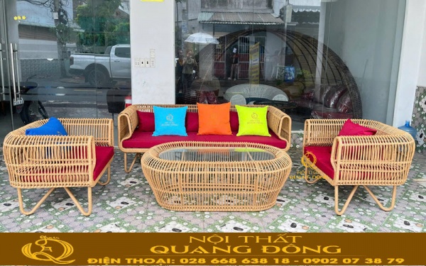 Sofa mây nhựa QD-754 phù hợp với nhiều không gian ngoài trời