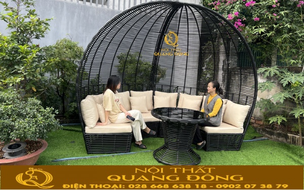 Sofa mây nhựa QD - 755 thiết kế mái vòm độc đáo