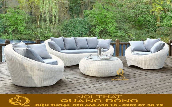 Sofa mây nhựa màu trắng cao cấp