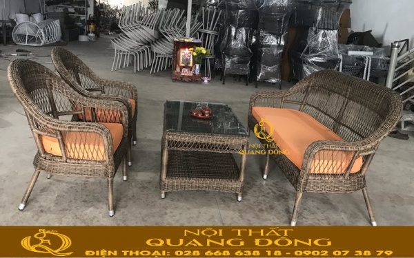 Sofa giả mây QD-601 nét đẹp mộc mạc tự nhiên, phong cách ghế mây tre truyền thống
