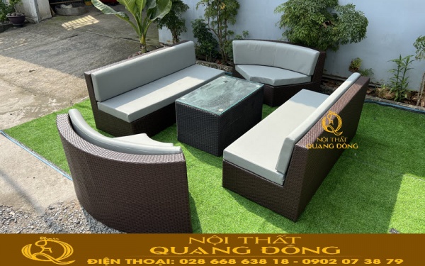 sofa giả mây QD-608 thiết kế hiện đại, linh hoạt cho không gian ngoài trời
