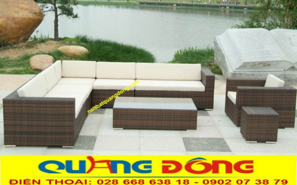 Sofa giả mây QD-613 thiết kế góc chữ L linh hoạt, sang trọng cho mọi không gian