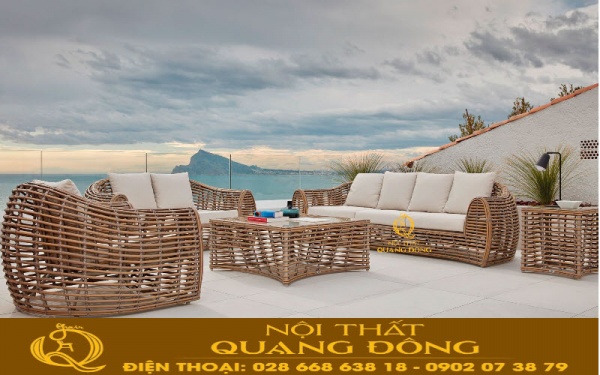 Sofa giả mây QD-616 với thiết kế phá cách, sáng tạo và sang trọng Ghế sofa giả mây QD-616 đan sợi mây nhựa bản lớn giả mây tre tự nhiên, thiết kế độc đáo nâng tầm không gian sống