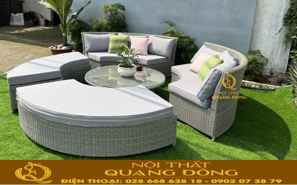 Mẫu sofa tròn giả mây QD-621 tiện nghi, mang đến cho không gian sử dụng thêm sáng tạo, tiện nghi