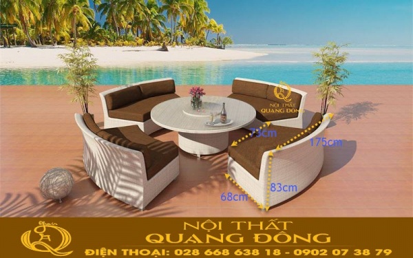 Quy cách bộ sofa giả mây QD-676