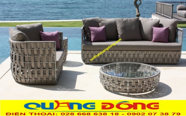 Sofa giả mây QD-680 sử dụng chất liệu cao cấp chuyên dụng ngoài trời