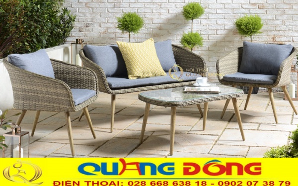 Sofa giả mây ngoài trời QD-685 kiểu dáng thanh gọn, tiện nghi cho cuộc sống